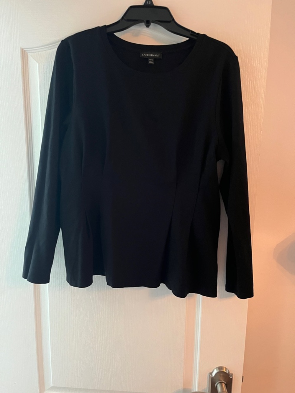 Lane Bryant Black Long Sleeve Crew Neck Top